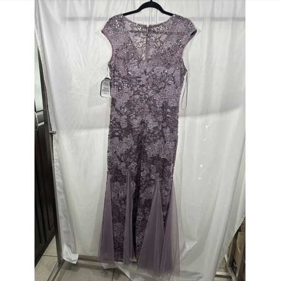 NWT $269 Alex Eveings [ 8 ] Sequin Embroidered Trumpet Gown in‎ Purple - Picture 10 of 14